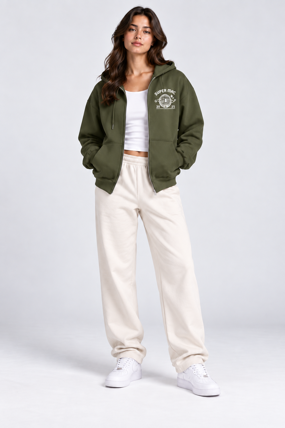 Pull-over avec fermeture Kaki - Super Mac