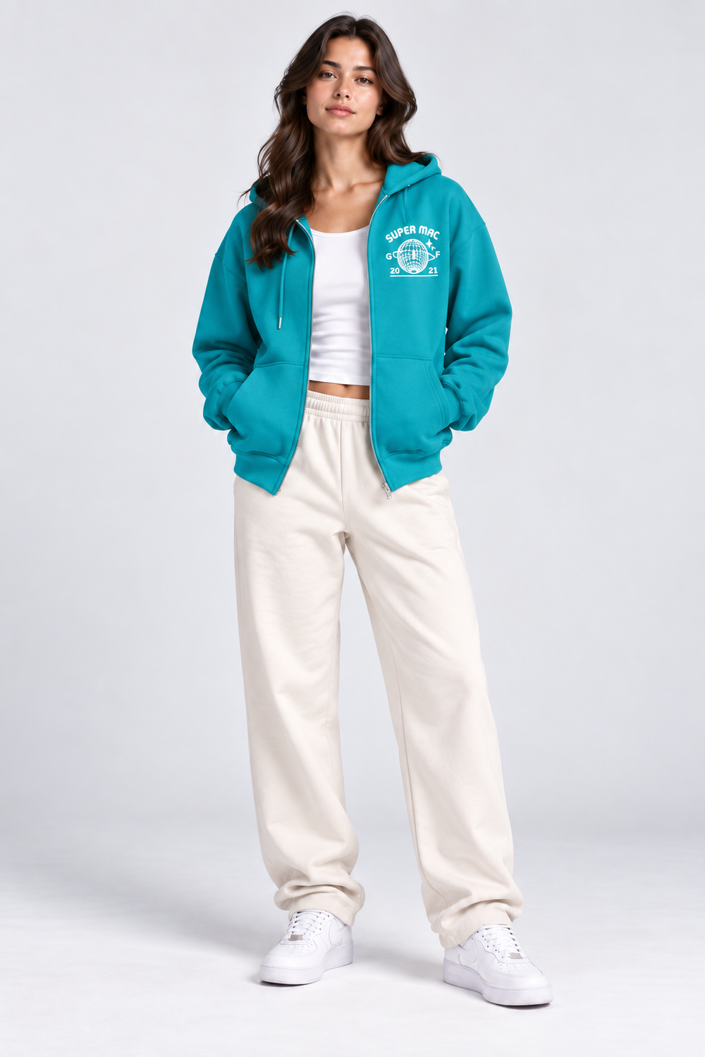 Pull-over avec fermeture Turquoise - Super Mac